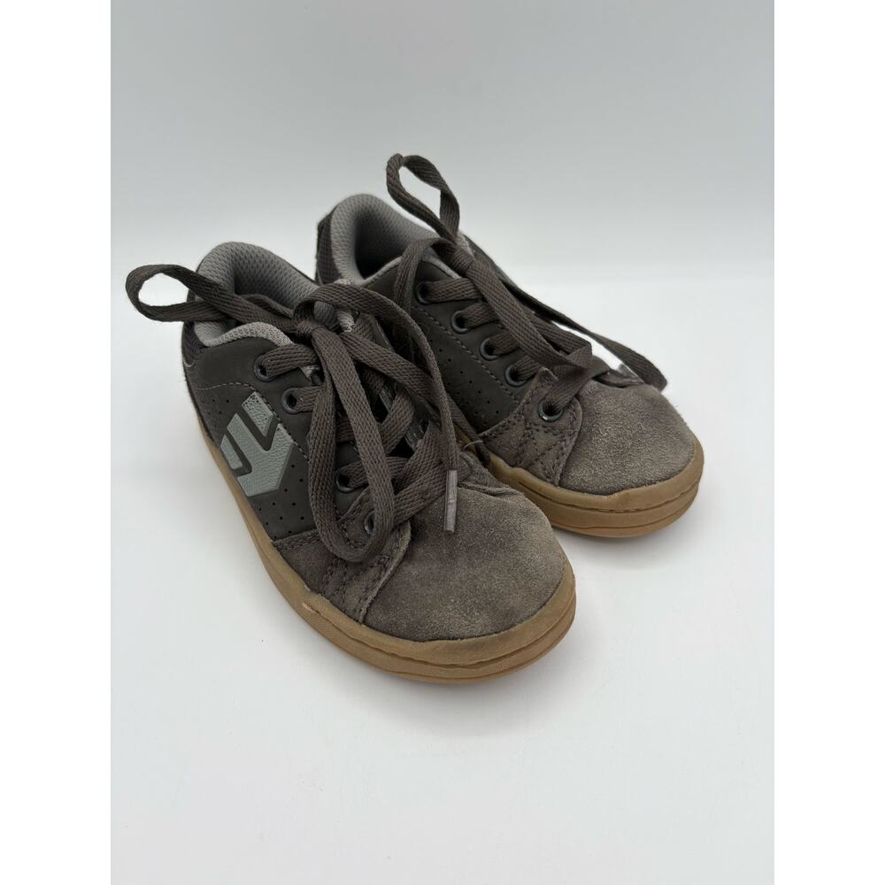 Kids Etnies Gray Lace Up Suede Skater Shoes Sneakers